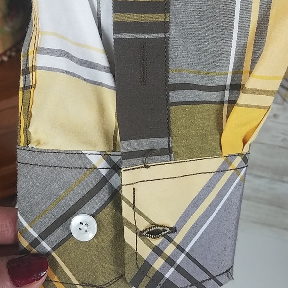 Clipper New York, Yellow/Taupe Plaid shirt, Sz XL - Picture 5 of 5